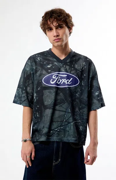 Ford Men's Emblem Logo Tree Camo Mesh Short Sleeve Jersey In Camouflage In Black