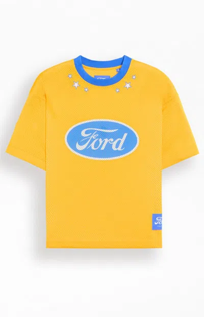Ford Men's Logo And Stars Mesh Jersey In Yellow