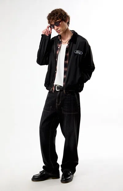 Ford Men's Logo Satin Gas Jacket In Black