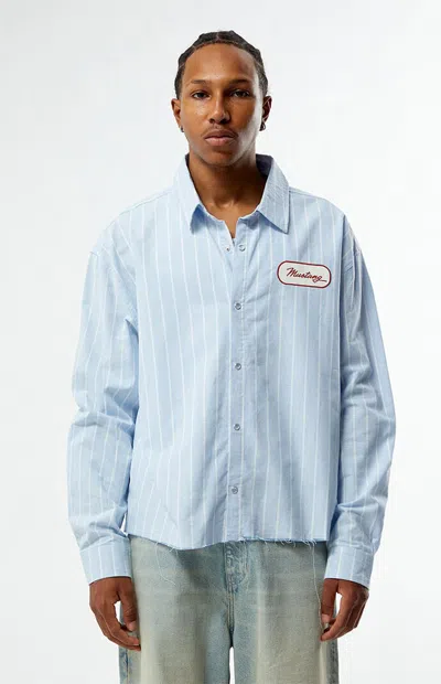 Ford Men's Mustang Long Sleeve Button Front Shirt In Blue