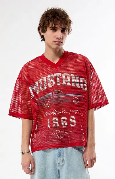Ford Men's Mustang Mesh Short Sleeve Jersey In Red In Multi