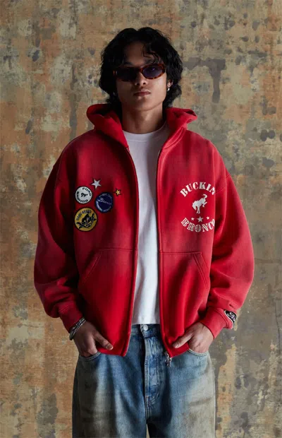 Ford Men's Red Buckin Bronco Full Zip Hoodie