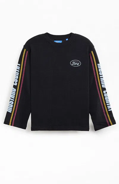 Ford Men's Riders Long Sleeve Waffle Knit T-shirt In Black