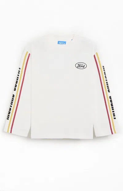 Ford Men's Riders Long Sleeve Waffle Knit T-shirt In Cream In White