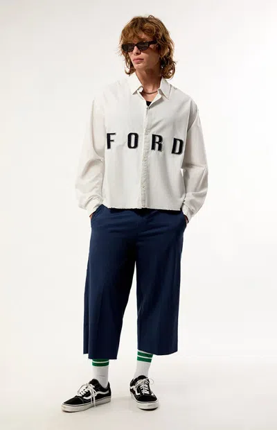Ford Men's Service Button Down Long Sleeve Shirt In White