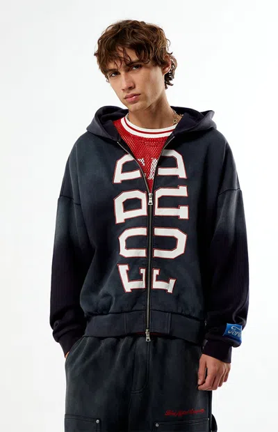 Ford Men's Varsity Full Zip Hoodie In Black In Blue