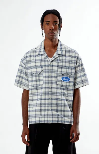 Ford Men's Western Button Front Camp Shirt In Cream In White