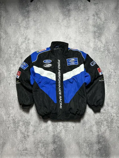 Pre-owned Ford X Racing Vintage Racing Jacket Ford 90's Big Logo Black Blue