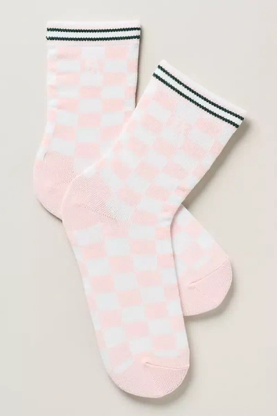 Fore All Charlie Checkered Crew Socks In Pink