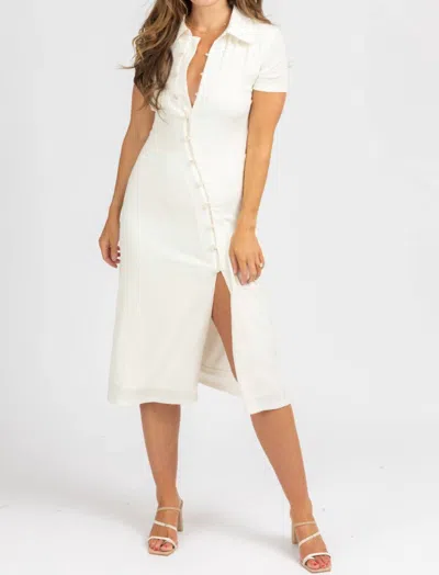 Fore Asymmetrical Button Midi Dress In Ivory In White