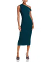 Fore Asymmetrical Dress In Hunter Green