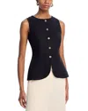 Fore Button Front Vest In Black