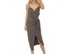 Fore Collection Ava Wrap Midi Dress In Olive In Gray