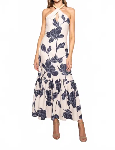 Fore Collection Beaded Criss Cross Halter Maxi Dress In Cream In White