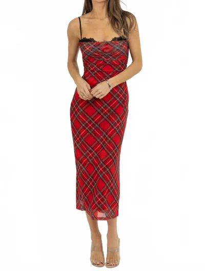 Fore Collection Blair Mesh Midi Dress In Red