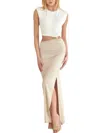 Fore Collection Bree Color Block Cutout Midriff Dress In White/taupe In Multi