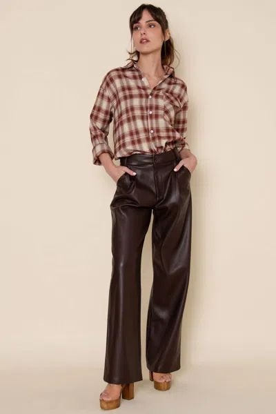 Fore Collection Calabria Vegan Leather Pant In Brown