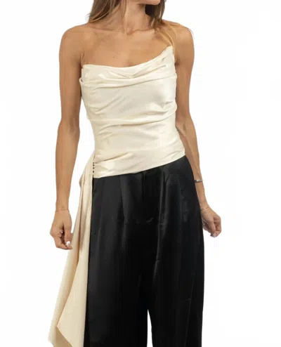 Fore Collection Chantel Sash Top In Champagne In White