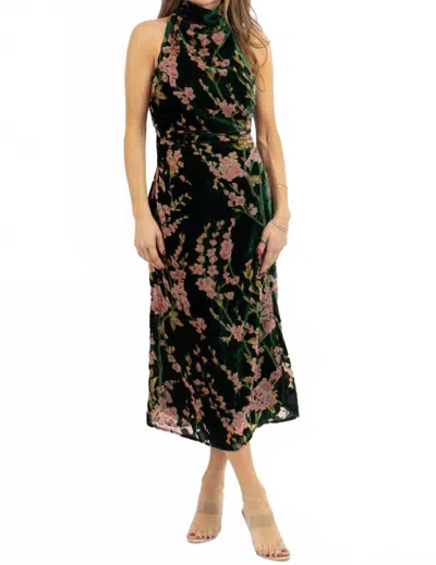 Fore Collection Cherry Blossom Midi Dress In Black