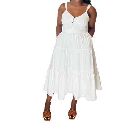 Fore Collection Claire Midi Dress In White