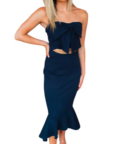 Fore Collection Dazzling Darling Mermaid Dress In Navy In Blue
