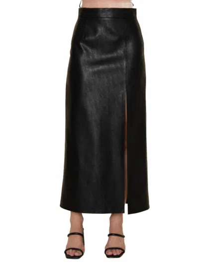 Fore Collection Faux Leather Midi Skirt In Black
