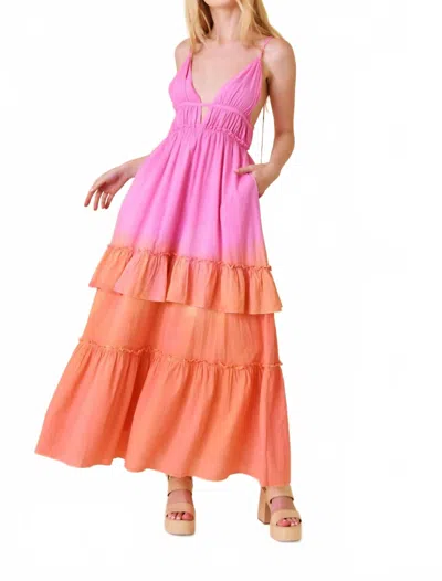 Fore Collection Flirty Flutter Maxi Dress In Pink/orange