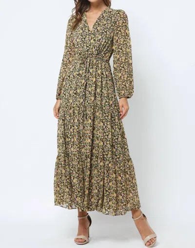 Fore Collection Floral Chiffon Dress In Black