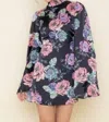 Fore Collection Floral Long Sleeve Mini Dress In Black In Black