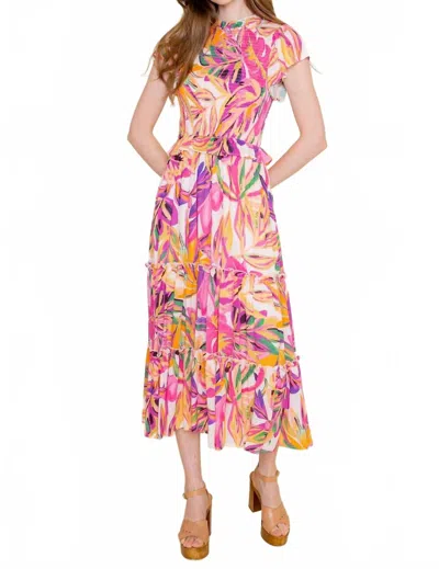 Fore Collection Floral Smocked Dress In Birds Of Paradise In Multi
