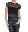 Fore Collection Front Mesh Short Sleeve Bodysuit In Black In Black