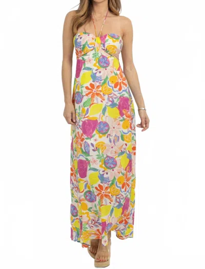 Fore Collection Fruity Floral Maxi Dress In Multi In Yellow