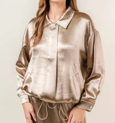 Fore Collection Goddess Bomber Jacket In Bronze In Gold