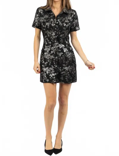 Fore Collection Josie Jacquard Metallic Mini Dress In Black