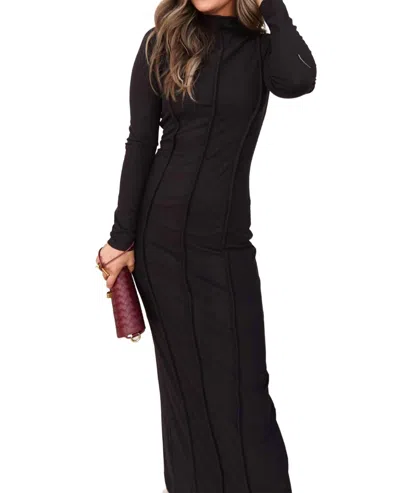 Fore Collection Long Sleeve Reverse Hem Dress In Black