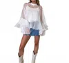 Fore Collection Love Letters Sheer Ruffle Top In White In White