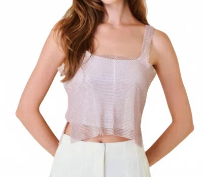 Fore Collection Lover Mesh Crystal Tank In Pink