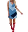 Fore Collection Patchwork Zigzag Mini Dress In Denim In Multi