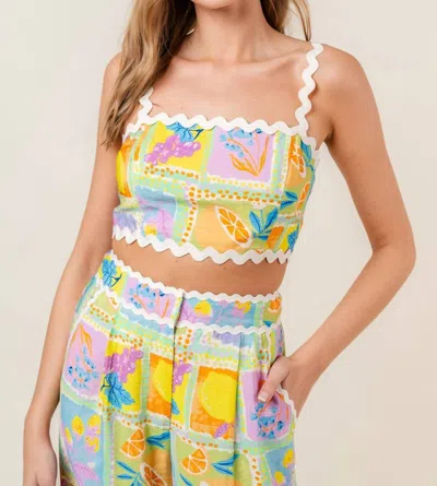 Fore Collection Retro Wave Trim Top In Multi