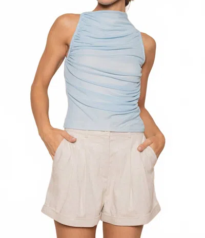 Fore Collection Ruched Mesh Tank Top In Blue