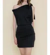 Fore Collection Self Tied Single Shoulder Sleeveless Mini Dress In Black In Black