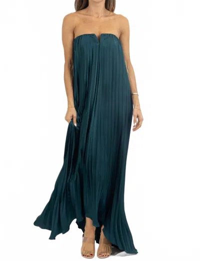 Fore Collection Sienna Pleated Maxi Dress In Teal In Blue