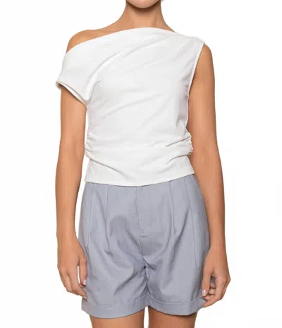 Fore Collection Soft Drape One Shoulder Top In White