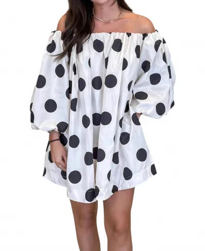 Fore Collection Statement Polka Dot Mini Dress In White In Multi