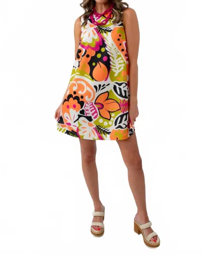 Fore Collection Studio 54 Sunrise Retro Mini Shift Dress In Multicolor