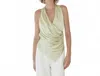 Fore Collection V-neck Wrap Halter Neck Top In Light Sage In Green