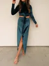 Fore Collection Velvet Long Sleeve Dress In Emerald Green In Green