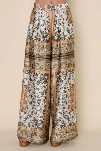Fore Collection Vintage Print Palazzo Pants In Ivory Multi