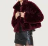 Fore Collection Winnie Faux Fur Coat In Red In Multi