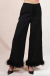 Fore Collection Women's High Waisted Feather Hem Trousers In Black In Black